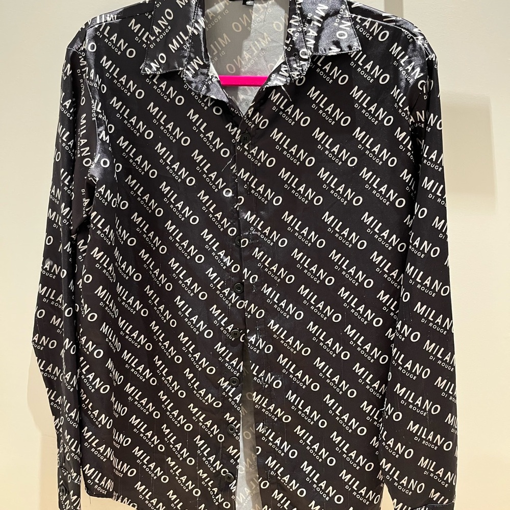 Milano Di Rouge Black and White Button Down Shirt